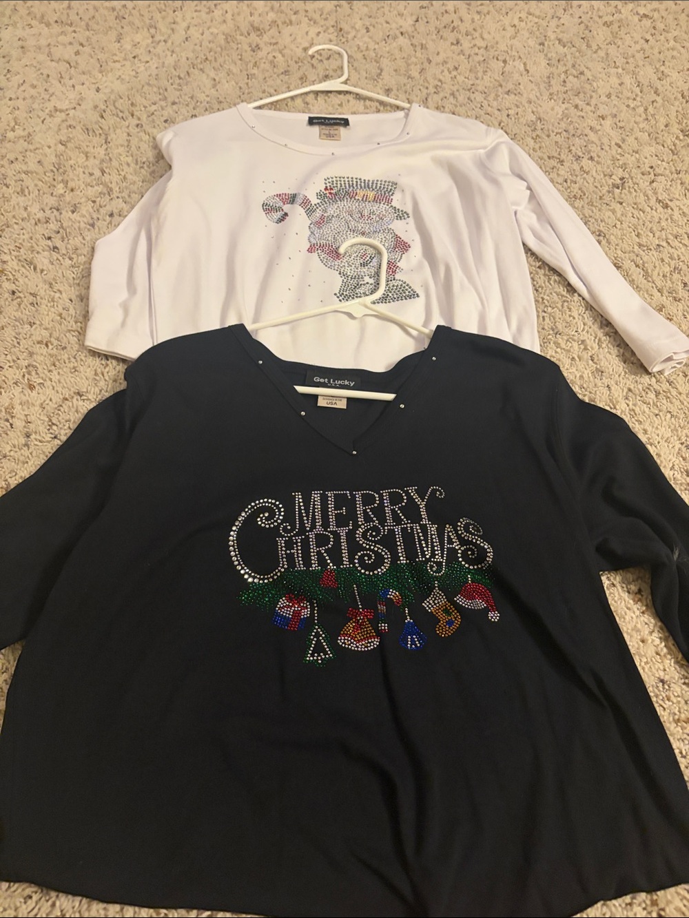 Get Lucky Women's Black 'Merry Christmas' & White Snowman Long Sleeve Tee